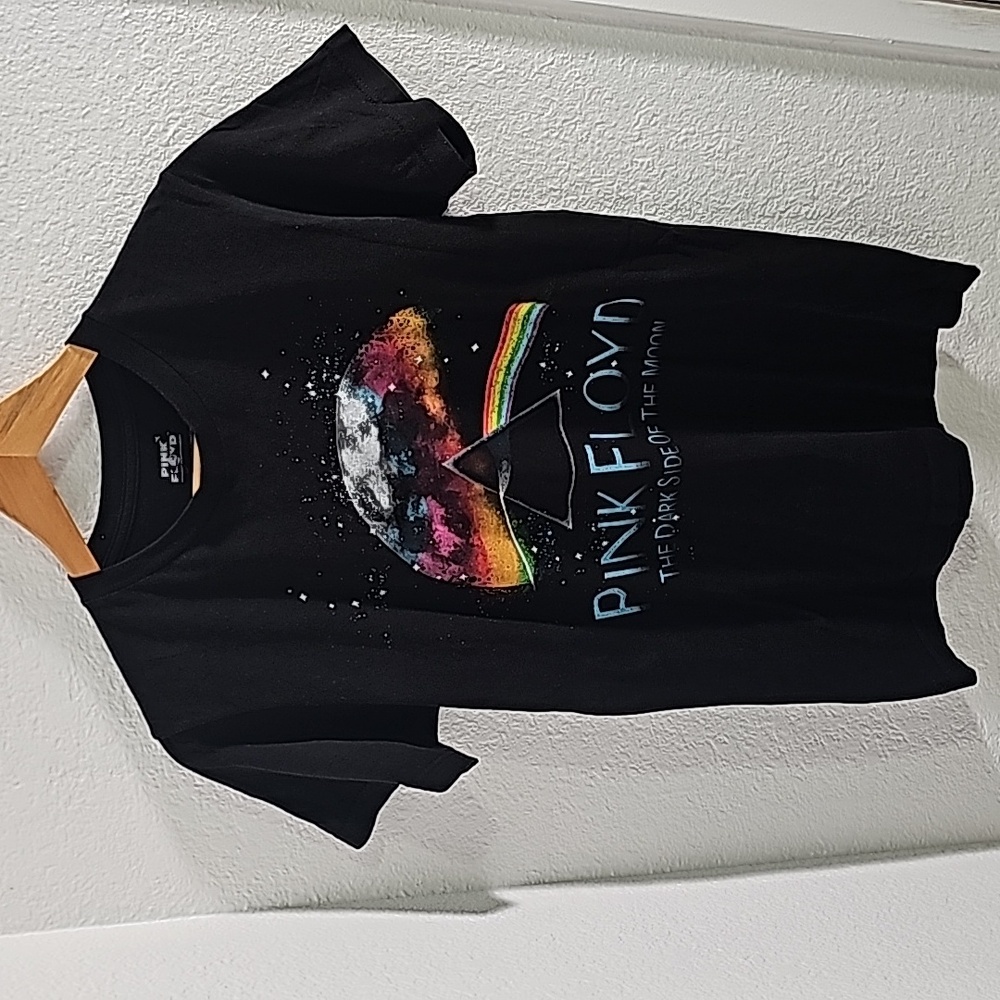 PINK FLOYD THE DARK SIDE OF THE MOON BLACK DISTRESSED GRAPHIC BAND T-SHIRT SZ.S